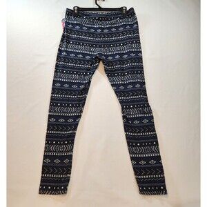 Wallflower Juniors Leggings Size XL Blue Black White Geometric Print New